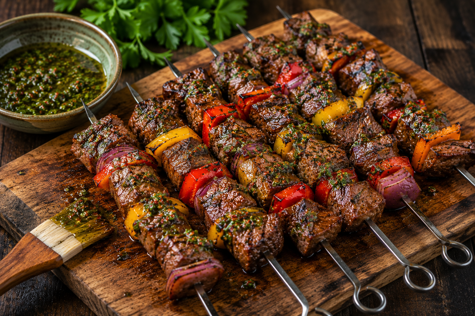 Steakspiesen met Chimichurri.