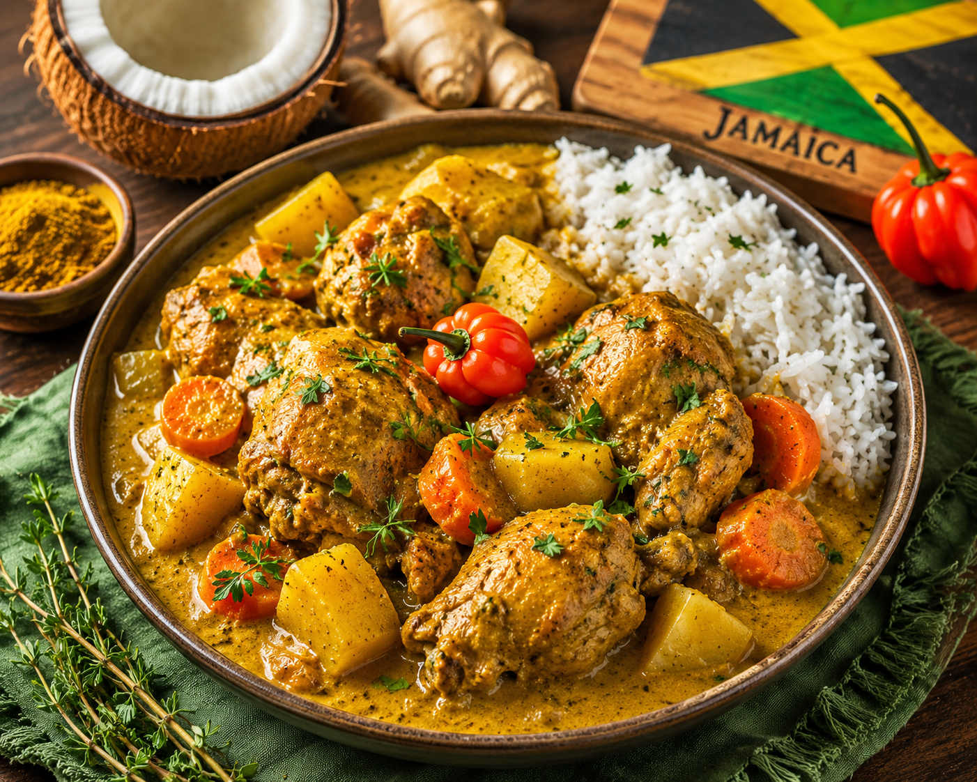 Jamaicaanse Kokos-Curry Kip.