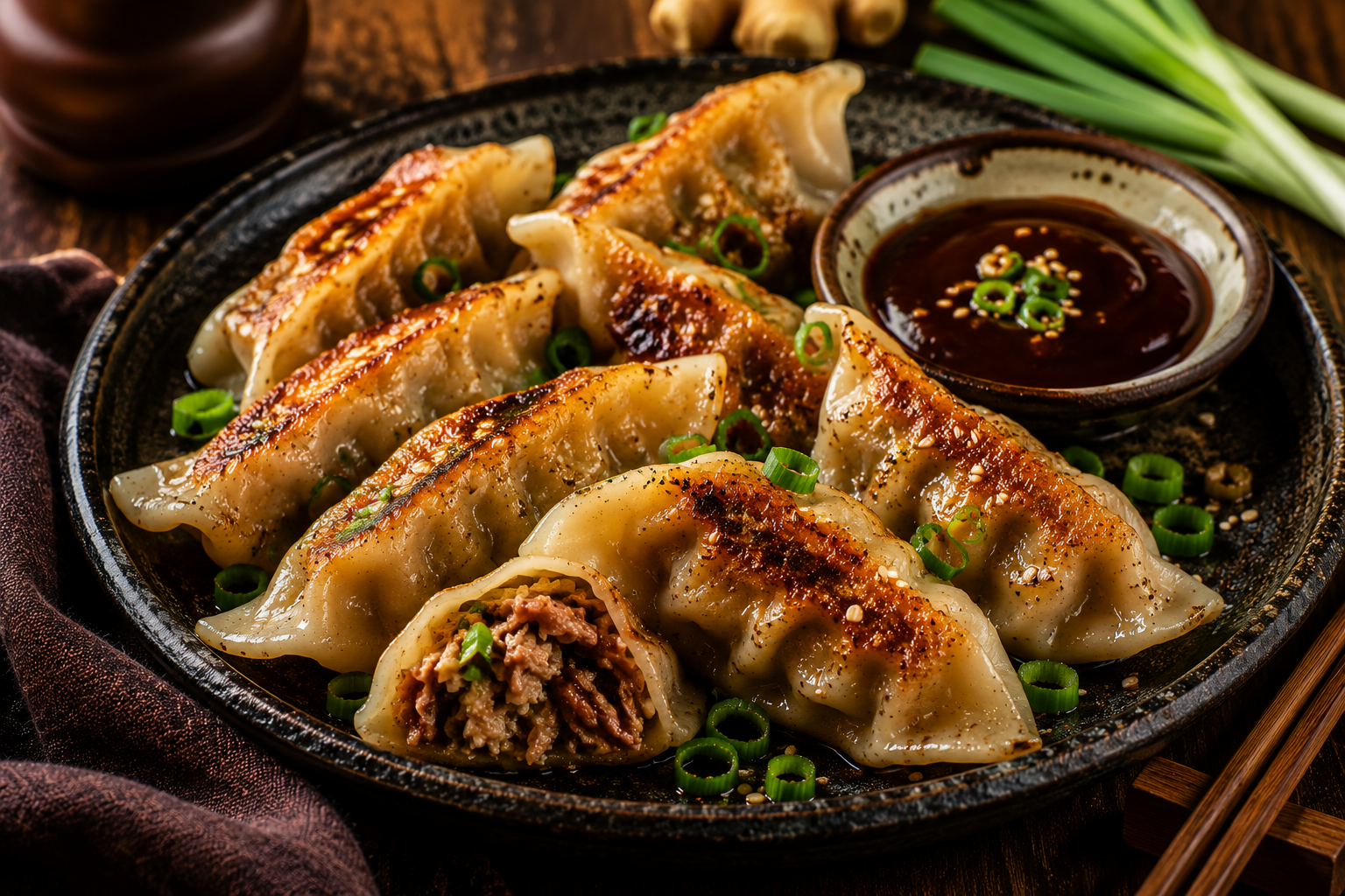 Dumplings met Eend en Hoisinsaus.