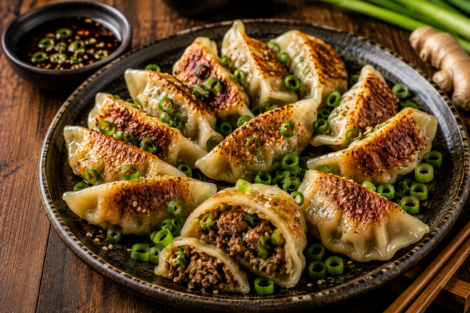 Dumplings met Rundvlees en Lente-ui.