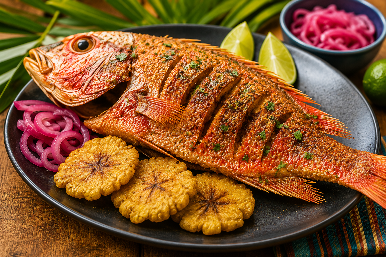 Caribische Gebakken Rode Snapper.